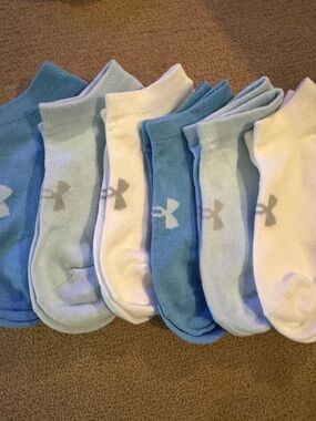Under Armour Unisex Low-Cut Athletic Socks - Light Blue, Blue & White